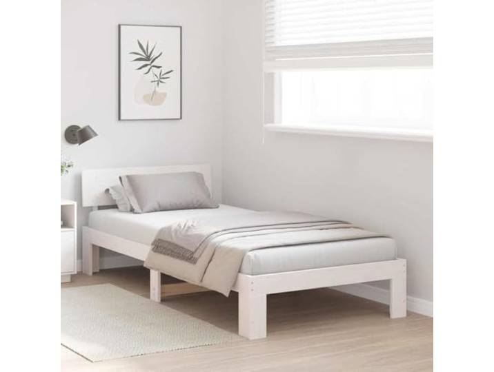 KTHLBRH Bettgestell, weiß, 100 x 200 cm, Kiefer massiv Minimalistisches Design, einfach zu montieren, geeignet für moderne Räume