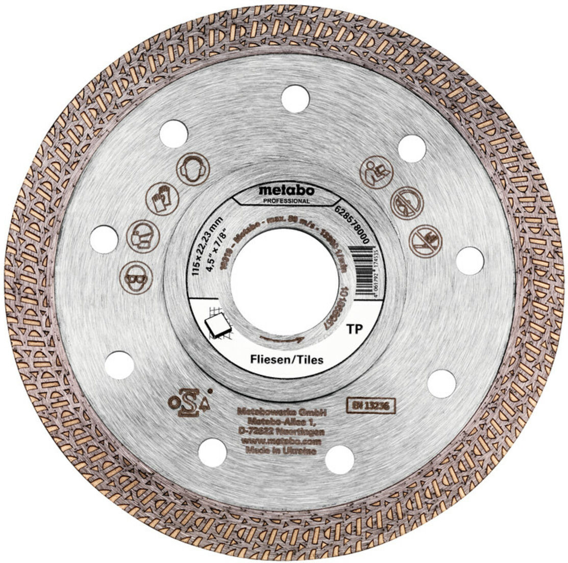 Metabo Diamanttrennscheibe 115x22,23mm, "TP", Fliesen "professional" (628578000)