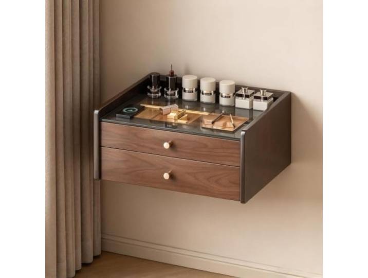PGZMDTWI Schwebender Schminktisch, Wandtisch, Stauraum Große Schubladen, Platzsparende Gestaltung für Schlafzimmer, Wohnung und Kleine Räume(40 cm15.75 in)