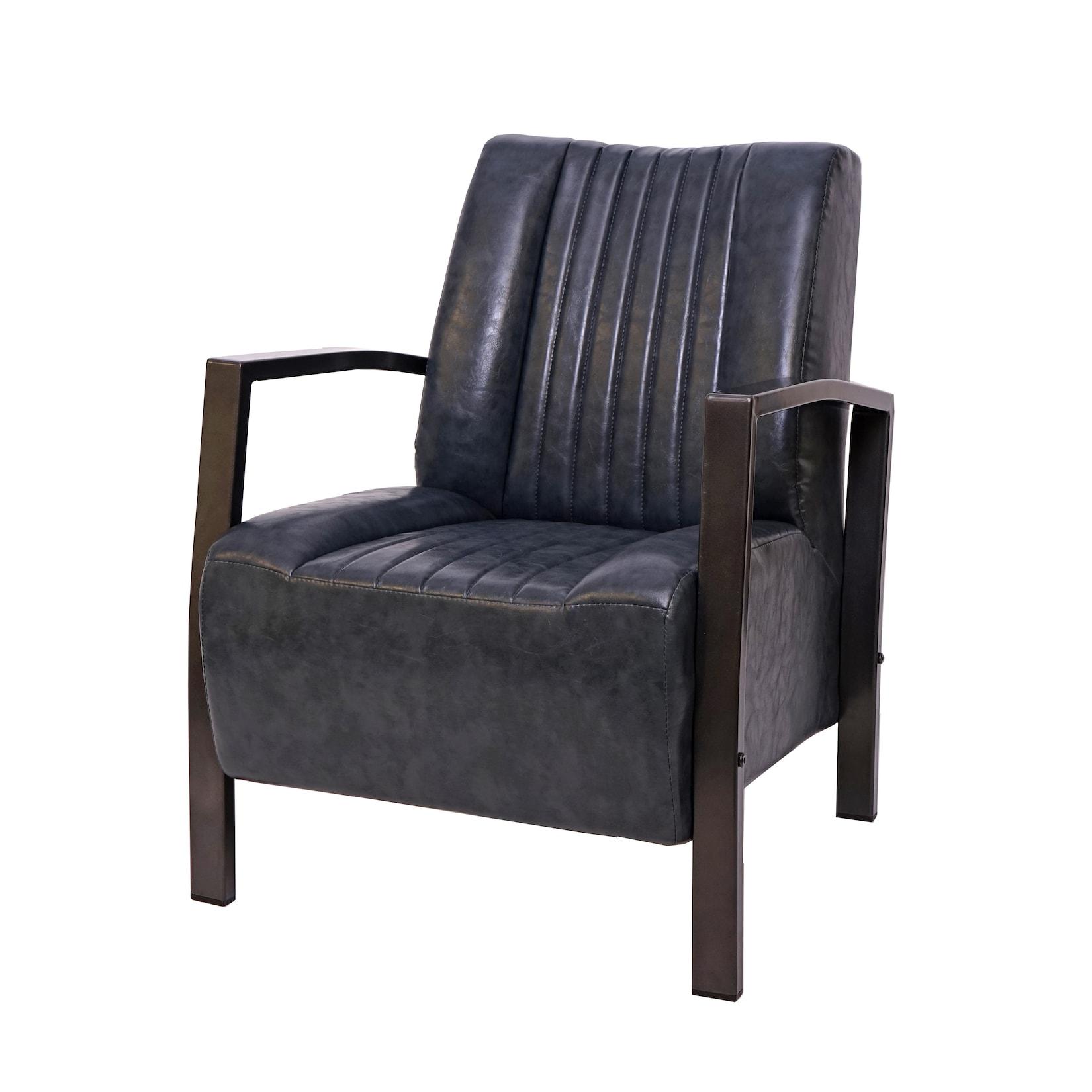 Sessel MCW-H10, Loungesessel Polstersessel Relaxsessel, Metall Industriedesign, MVG-zertifiziert ~ vintage grau