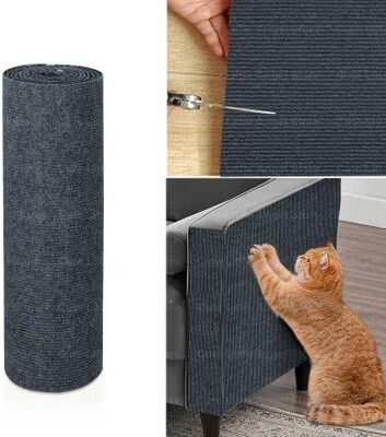 Inspire Select Extra Large Self Adhesive Cat Scratch Mat Trimmable Furniture & Sofa Protector Carpet dark Gray
