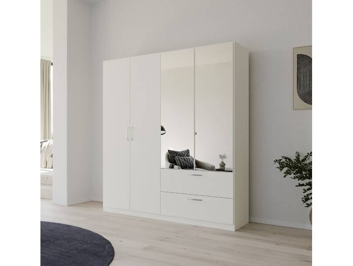 Kleiderschrank Drehtürenschrank Quadra-Spin , mit Spiegeltüren & Schubkästen , alpinweiß , Griff