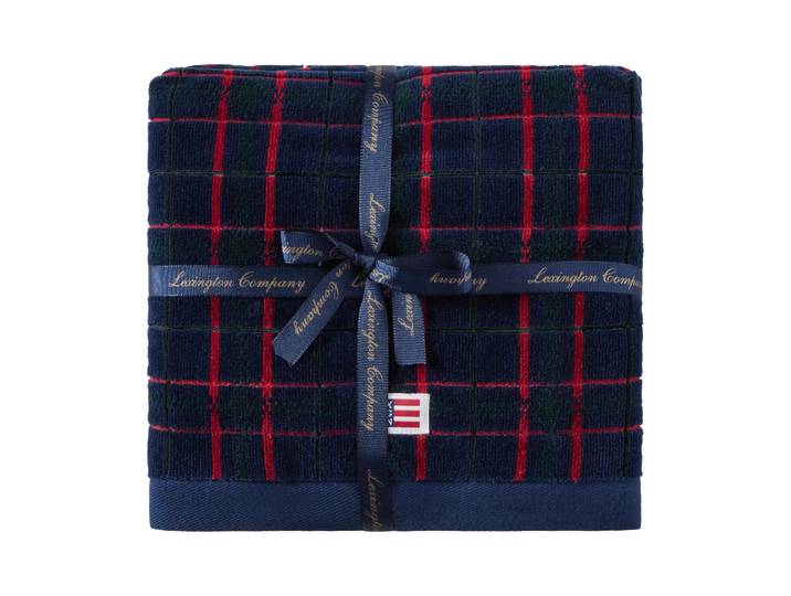 Lexington Serviette checked Lexington, lot de 2 Navy-green, 50x70 cm