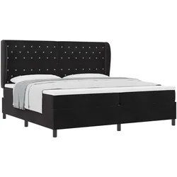 vidaXL, Boxspringbett, Boxspringbett Mit Matratze Samt Schwarz (200 x 200 cm)