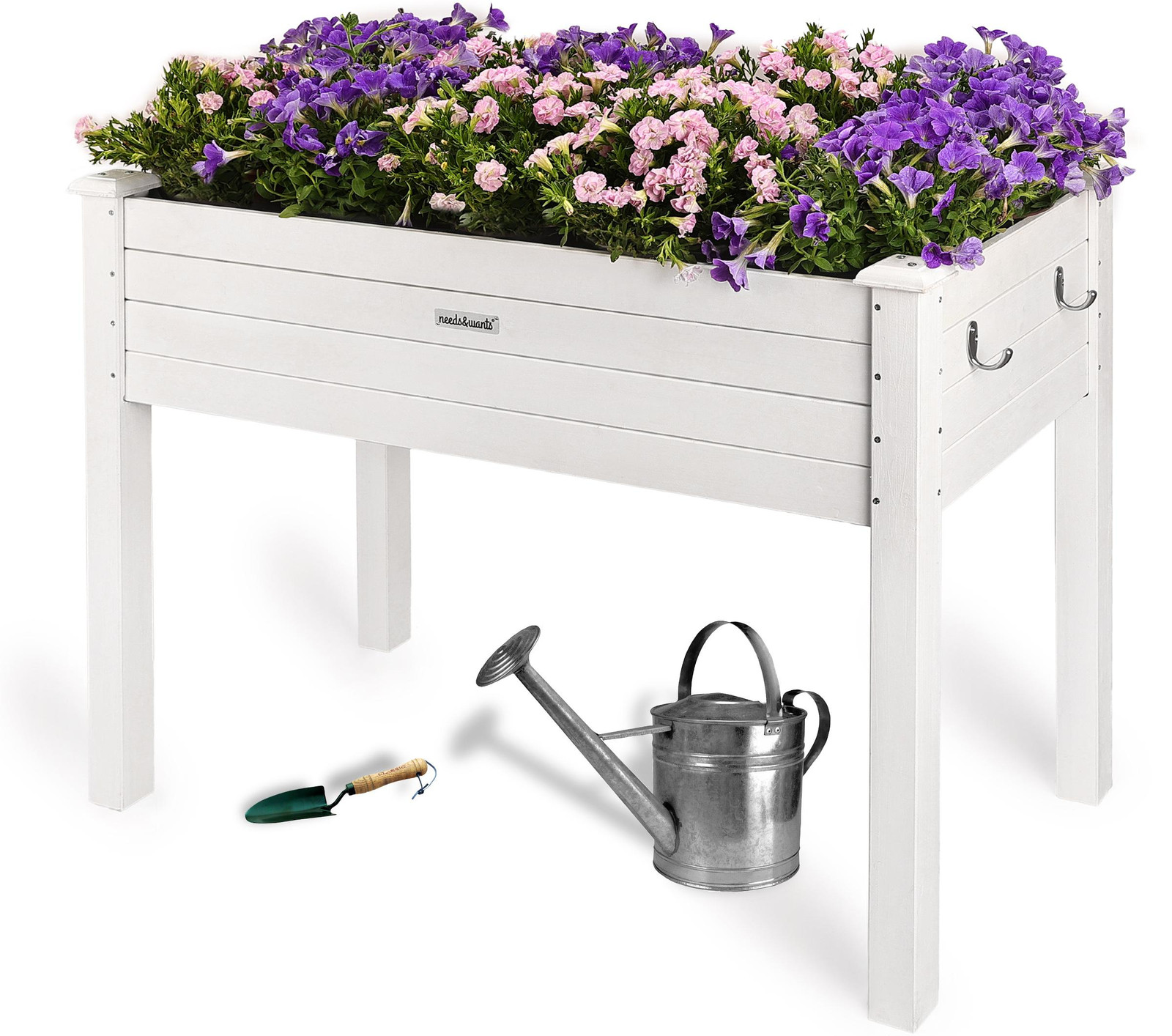 needs&wants Hoge houten plantenbak voor tuin of balkon, rechthoekige plantkrat met vliesfolie