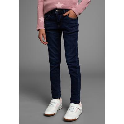 Jeansjeggings ARIZONA "Stretch-Jeans für Mädchen", Mädchen, Gr. 134, N-Gr, blau (dunkelblau), Denim/Jeans, Obermaterial: 71% Baumwolle, 26% Polyester, 3% Elasthan, unifarben, eng lang, Jeans, schmale Passform, elastische Denim-Qualität