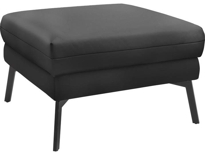 Hockerbank Spin , schwarz, B:74cm H:46cm T:74cm, 100% Leder, SCHÖNER WOHNEN-KOLLEKTION, Hocker, passend zur Serie Spin