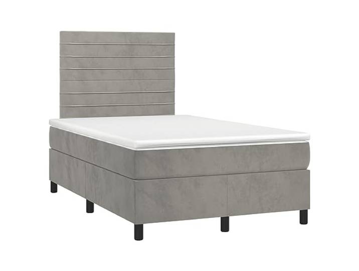 PUGYNBK Boxspringbett aus Samt, Hellgrau, 120 x 190 cm Verstellbares Kopfteil, Taschenfederkernmatratze, mittelharte Unterstützung, Matratzenschoner