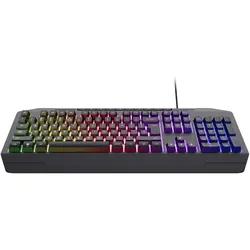 Trust Klawiatura gamingowa przewodowa GXT836 EVOCX (US, Kabelgebunden), Tastatur, Mehrfarbig, Schwarz