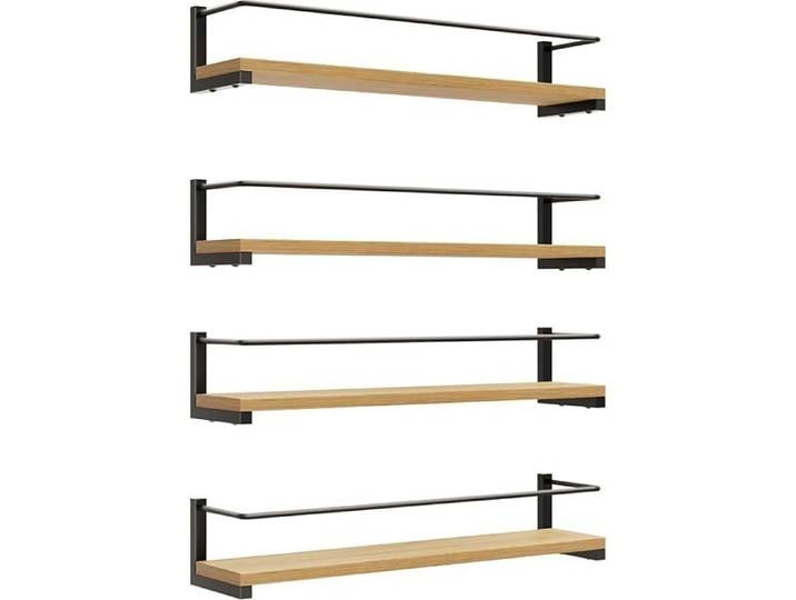 Étagère à Épices en Bois de Pin Lot de 4 Porte-épices Murale Étagère de Rangement de Cuisine pour Épices Canett MEUBLE A EPICES