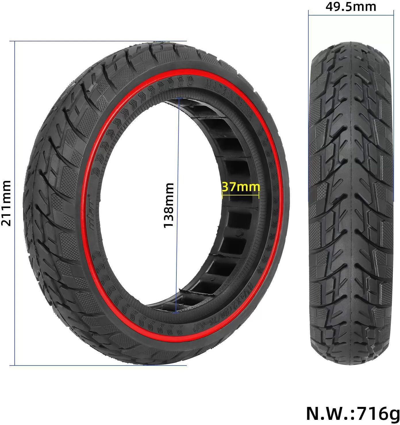 INF Pneu anti-crevaison Ulip 8 1/2x2 50/75-6,1 8,5 pouces