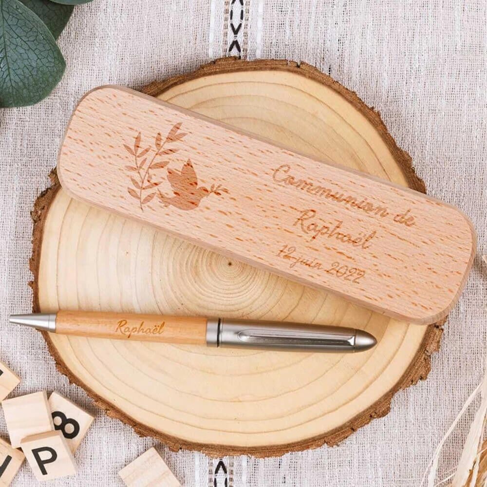 Ocadeau Coffret stylo bois communion