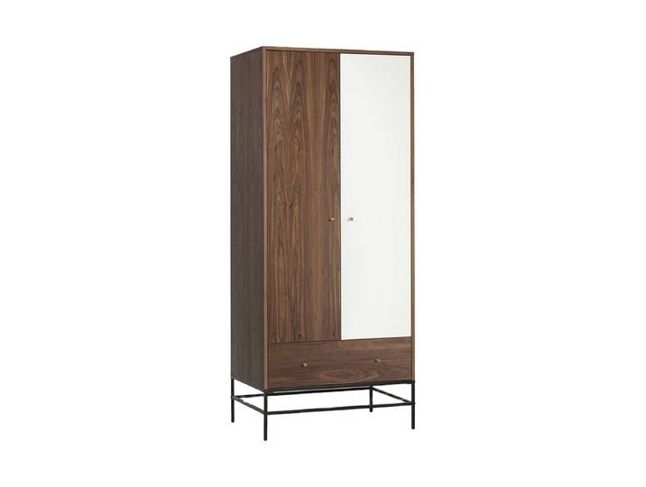 Moderner Kleiderschrank „Flora“, 2-türig Nussbaum / Weiss MR.WOOD