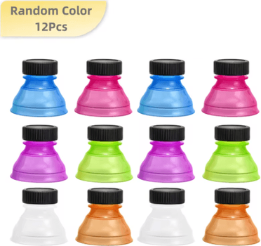 Inspire Picks Reusable Airtight Bottle And Can Caps Soda Saver Dust Proof Covers For Beer Water And Drink Dispensers 6 To 12 PCS random Color 12pcs