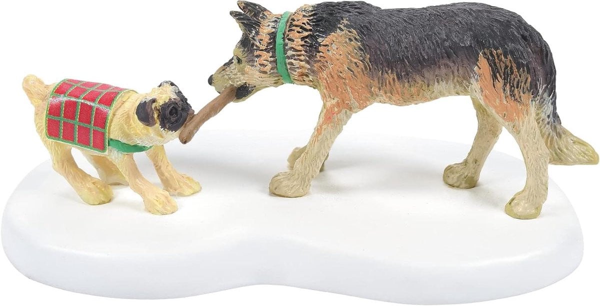 Handgeschilderd Hondenbeeldje Dorp - Meerkleurig Diorama Decoratie voor op Tafel