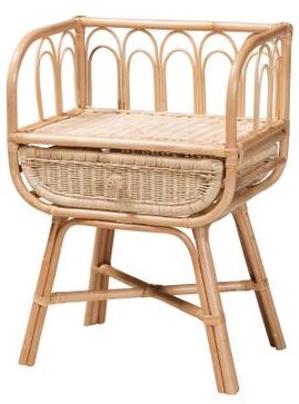 Panchali Modern Bohemian Natural Brown Rattan Nightstand by Baxton Studio in Natural Brown Rattan