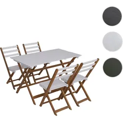 Garnitur HWC-P72, Sitzgruppe Gartenmöbel-Set Essgruppe 4x Stuhl Tisch, Akazie Holz klappbar ~ natur-weiß