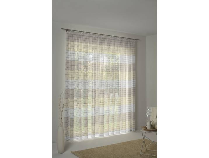 Vorhang WIRTH Barletta Gr. 1, beige, B:135cm H:145cm, Baumwolle, Polyester, Gardinen, Vorhang