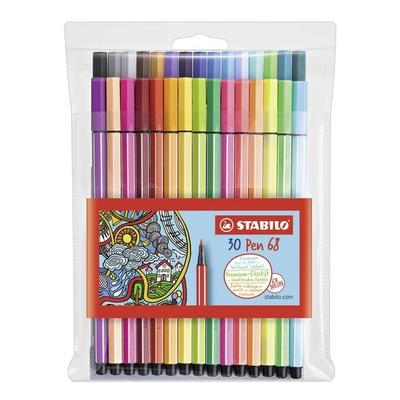 STABILO Premium-Filzstift - Pen 68 - 30er Pack - mit verschiedenen Farben inklusive 6 Neonfarben