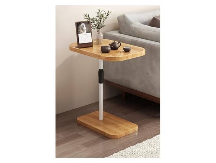 Höhenverstellbarer C-förmiger Beistelltisch, Kleiner Couchtisch Verdicktem Holz. Jetzt Verwenden. Set Art Work Shop Now. Heimgebrauch(Natural,Concave)