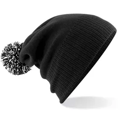 Beechfield Unisex Snowstar Beanie Bommel-Mütze B450 black/white one size