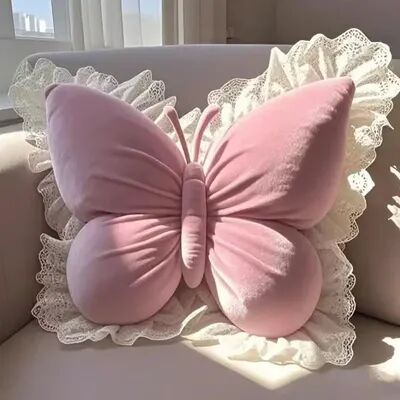Handpicked Choices Princess Butterfly Bow Plush Decorative Cushion For Sofa Bed Car pink