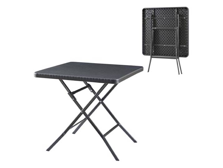 [en.casa] Klapptisch Mark Gartentisch Campingtisch klappbar 78 x 78 x 74 cm quadratisch Picknicktisch Outdoor Rattanoptik, Schwarz