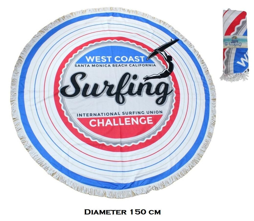 Gerimport Strandlaken Rond Polyester Diameter: 150 cm - SURFING