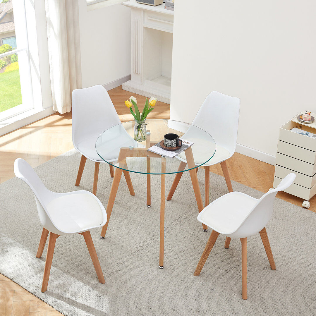 George Oliver 4 -Person Glass Dining Set White 4