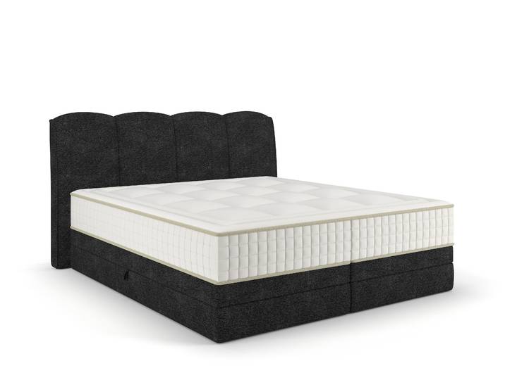 Boxspringbett STOCKHOLM schwarz 200x200cm halbfest