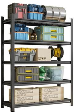 Kodotan sofa Garage Five Story Shelf, Capable Of Accommodating 2500 LBS, Adjustable Metal Shelf, Black, Requires Assembly