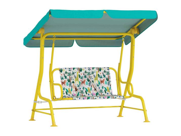 Aiyaplay Kinder-Hollywoodschaukel Stahl Oxford-Stoff Grün, Metall, A-Form, 75x120x112 cm, Gartenmöbel, Gartenschaukeln, Hollywoodschaukeln