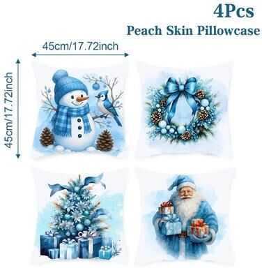 Uplift Treasures Merry Christmas Decorative Cushion Cover Set 4pcs Holiday Pillow Cases i