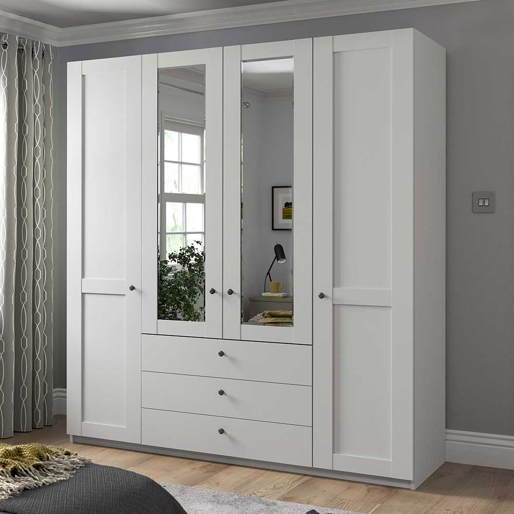 Pharao24.de Kleiderschrank weiß 4-türig mit Spiegeln Made in Germany