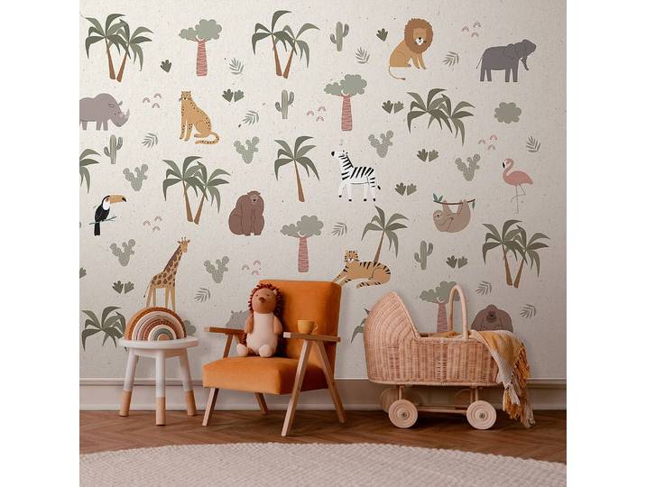 Papier peint intissé Animaux africains 150 x 105cm Marron