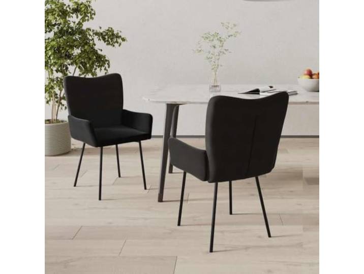 Esszimmerstühle aus schwarzem Samt mit Metallrahmen, 2 Stück Ergonomische Rückenlehne, bequemer Schaumstoff, einfache Montage, täglicher Gebrauch, Wohnzimmer