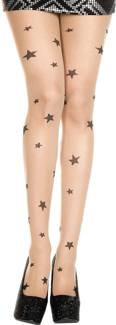 Music Legs Collant sexy chair avec étoiles noires