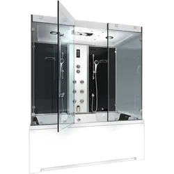 AcquaVapore Kombination Badewanne Dusche K80-SW-EH-A-SC-EA Duschtempel 100x180 cm aktive Schlauchreinigung