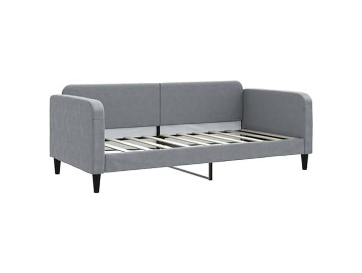 KTHLBRH Schlafsofa hellgrau mit Matratze 90 x 190 cm Struktur aus Holz und Metall, Stoff 100 % Polyester, Lattenrost inklusive