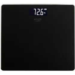 Adler AD 8194B Personenwaage Digital bis 180 kg, USB-C Akku Waage mit LCD Display, 100 g Genauigkeit, Glaswaage für Bad & Körpergewicht, Schwarz