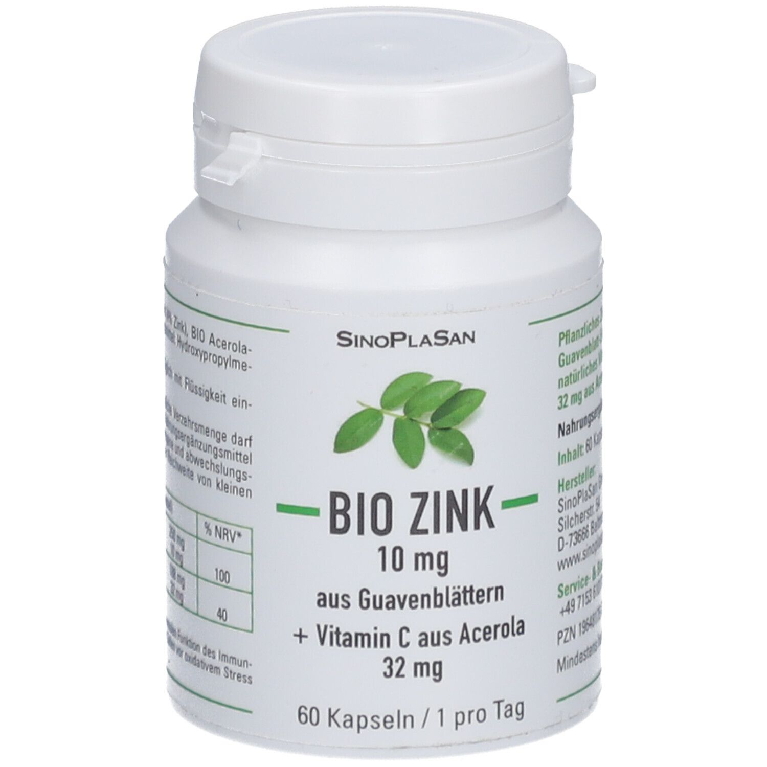 BIO Zink 10 mg aus Guavenblatt mit Bio Vit.C HKP 60 St Hartkapseln