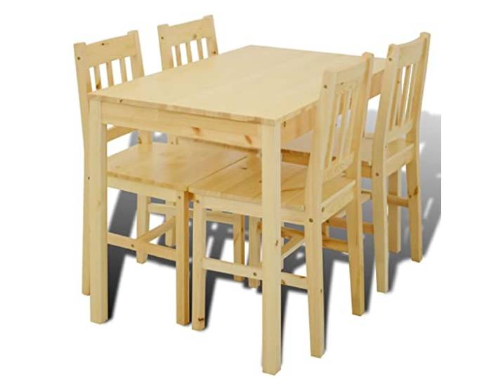 vidaXL Essgruppe Natur Esszimmertisch Holzstuhl Esstisch Küchentisch 4 Stühle