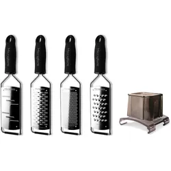 Microplane Gourmet Reiben Set:  mittel - fein - extra - grobe-Raspel + Fingerschutz