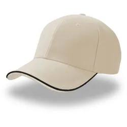 Atlantis Unisex Schwere gebürstete 6-Panel Sandwich Kappe Klassische Cap PIPS natural/navy/natural one size