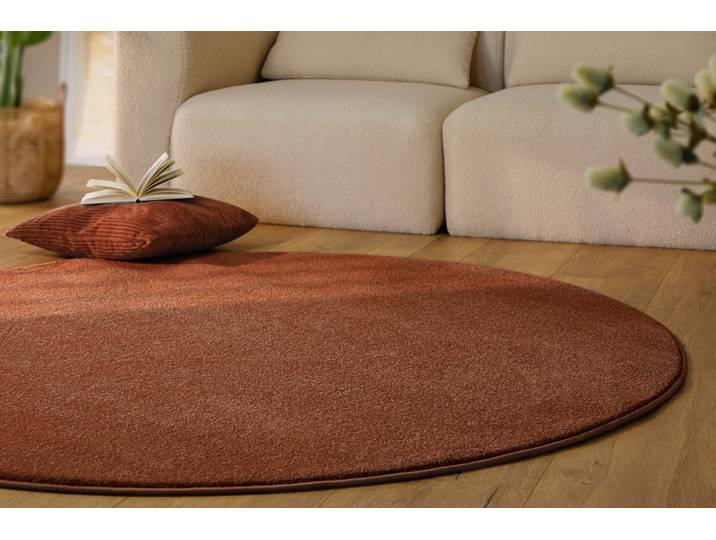 Teppich ESPRIT Vegas - ESPRIT Kollektion , ziegel rot, H:15mm Ø:160cm, Polypropylen, Teppiche, Teppich, Kurzflor, uni, gewebt, pflegeleicht, formstabil, für Fussbodenheizung