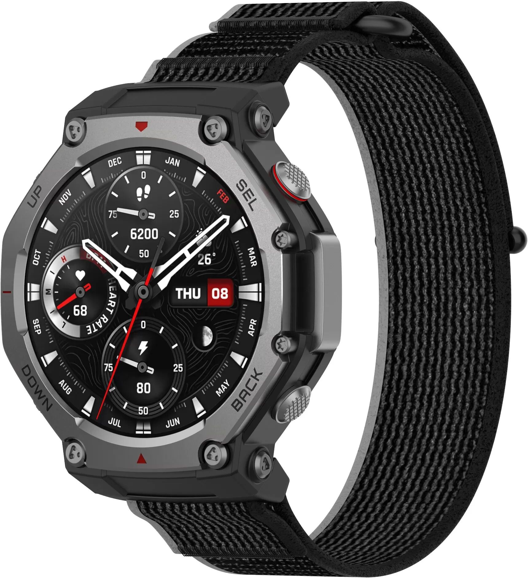 INF Amazfit T-Rex 3 Outdoor Trail Nylon-Uhrenarmband Schwarz