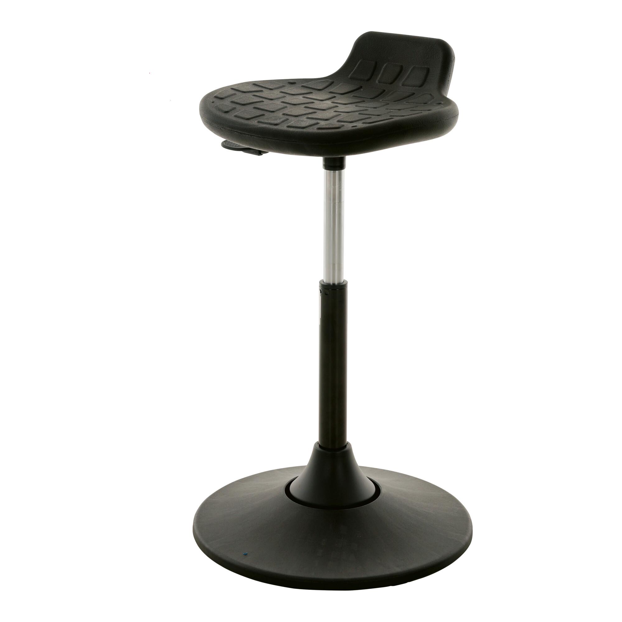 STIER Drehhocker Multibeweglich PU-Sitz schwarz 490-680mm 12° Neigung Rückenstütze (907643)