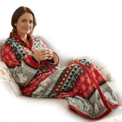 NYVI Ärmeldecke CozyBear - Kuscheldecke mit Ärmeln - TV Blanket mit Reißverschluss für Erwachsene & Kinder - TV Decke mit Ärmeln Farbe:Rot;Anzahl:2