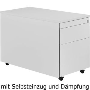 Mauser Rollcontainer line, aus Metall, lichtgrau, 1 Schublade, Utensilienauszug & Hängeregistratur, abschließbar