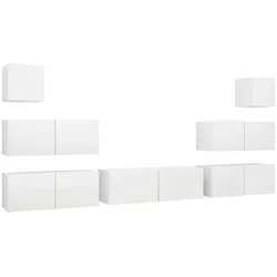 vidaXL 7-tlg. TV-Schrank-Set Weiß Holzwerkstoff